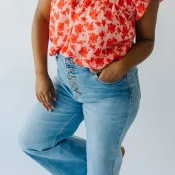 Piper & Scoot Tops The Freddy Floral Blouse In Coral