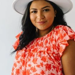 Piper & Scoot Tops The Freddy Floral Blouse In Coral