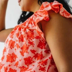 Piper & Scoot Tops The Freddy Floral Blouse In Coral