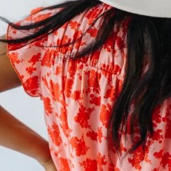 Piper & Scoot Tops The Freddy Floral Blouse In Coral