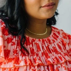 Piper & Scoot Tops The Freddy Floral Blouse In Coral