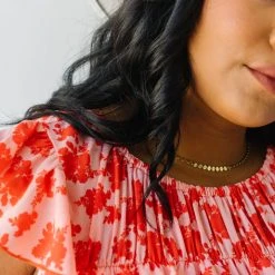 Piper & Scoot Tops The Freddy Floral Blouse In Coral