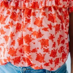 Piper & Scoot Tops The Freddy Floral Blouse In Coral
