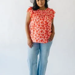 Piper & Scoot Tops The Freddy Floral Blouse In Coral
