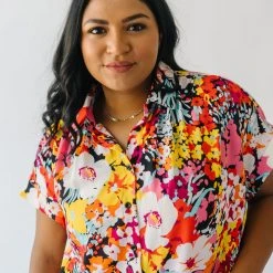 Piper & Scoot Tops The Barton Button-Up Blouse In Floral Multi
