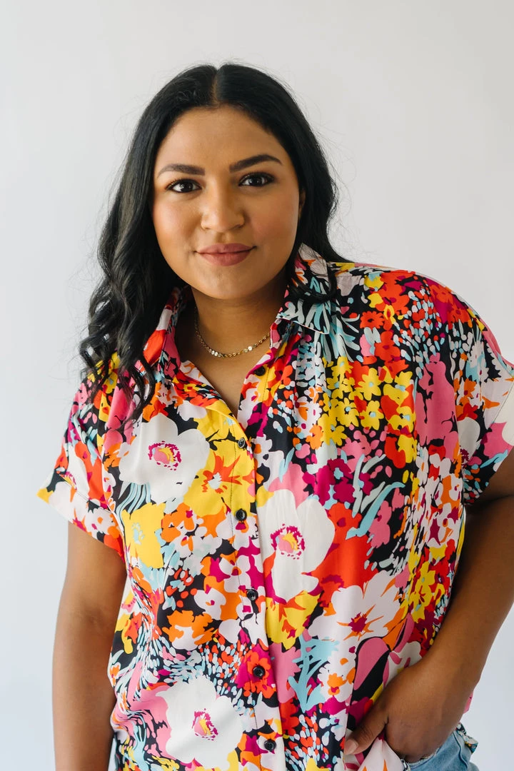 Piper & Scoot Tops The Barton Button-Up Blouse In Floral Multi