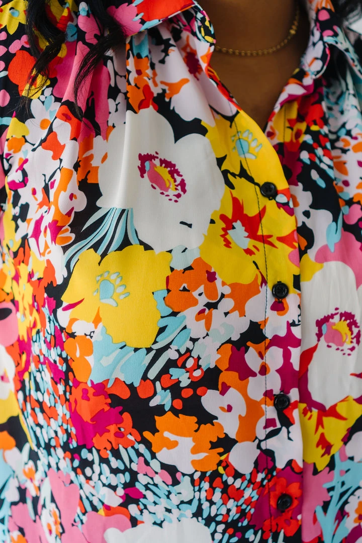Piper & Scoot Tops The Barton Button-Up Blouse In Floral Multi