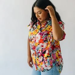 Piper & Scoot Tops The Barton Button-Up Blouse In Floral Multi