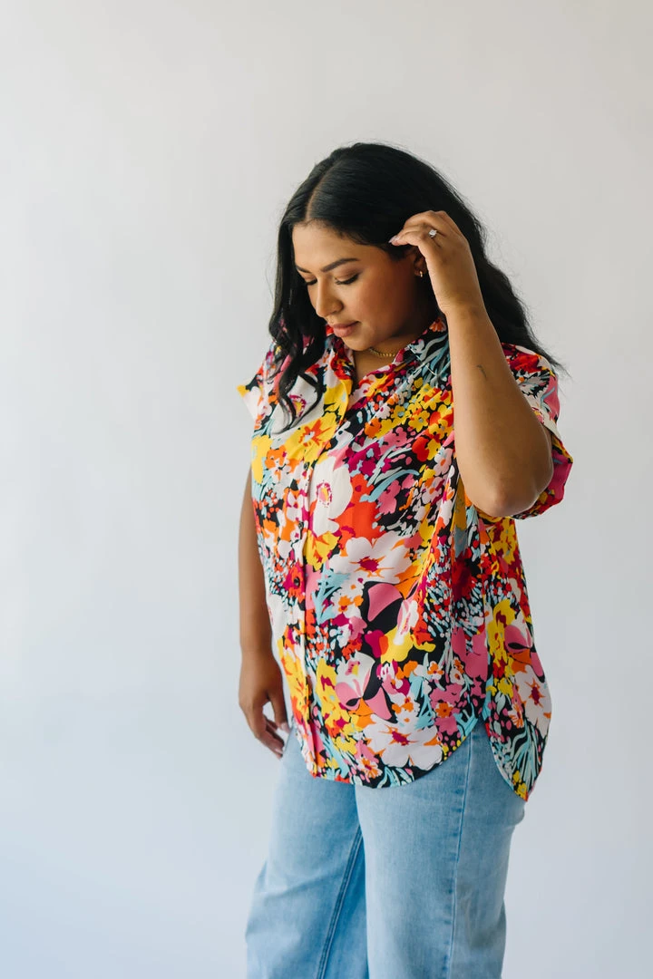 Piper & Scoot Tops The Barton Button-Up Blouse In Floral Multi