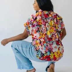 Piper & Scoot Tops The Barton Button-Up Blouse In Floral Multi
