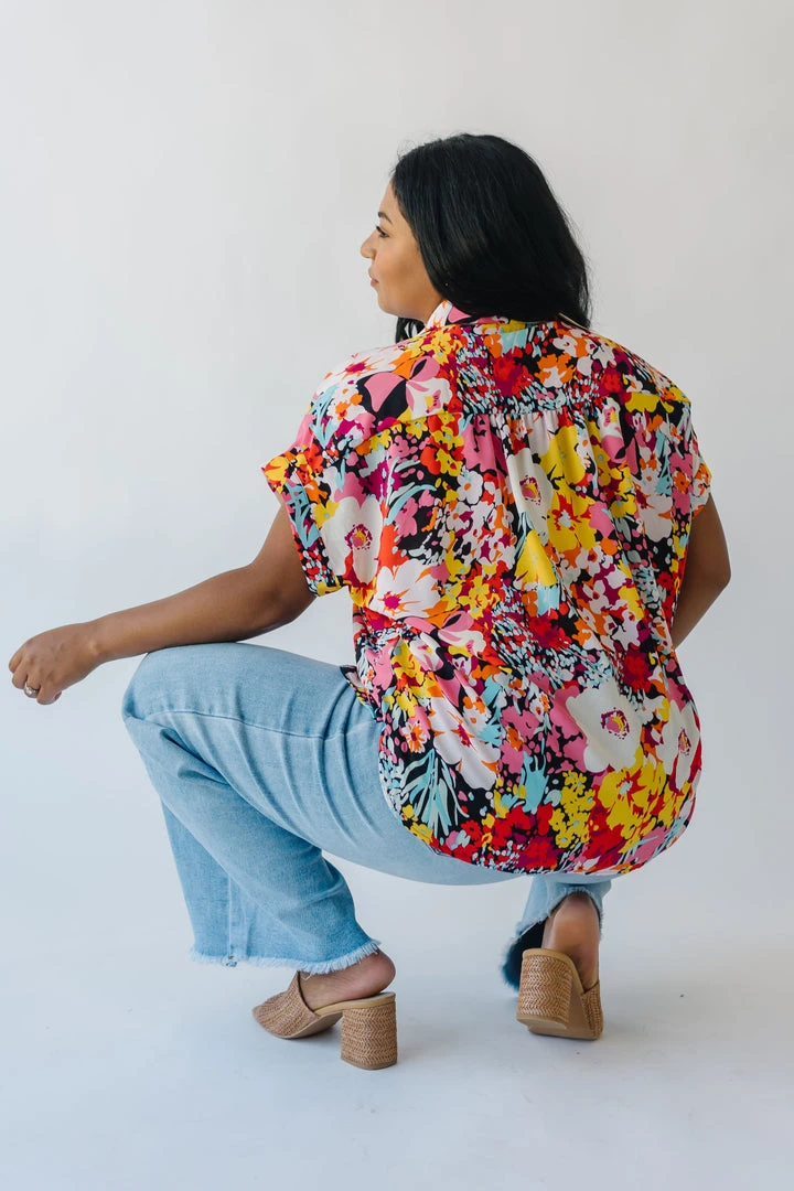 Piper & Scoot Tops The Barton Button-Up Blouse In Floral Multi