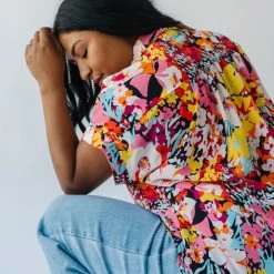 Piper & Scoot Tops The Barton Button-Up Blouse In Floral Multi