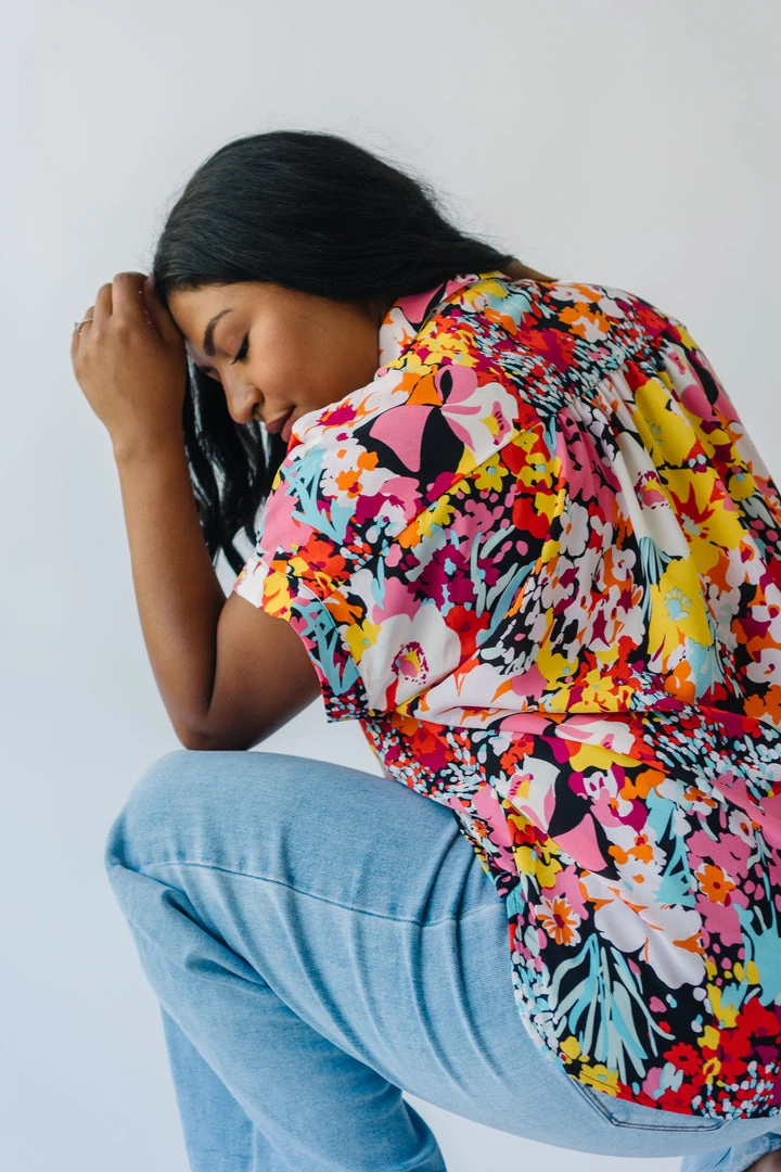 Piper & Scoot Tops The Barton Button-Up Blouse In Floral Multi