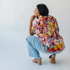 Piper & Scoot Tops The Barton Button-Up Blouse In Floral Multi