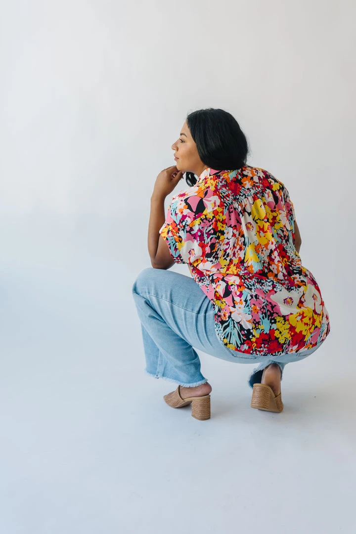 Piper & Scoot Tops The Barton Button-Up Blouse In Floral Multi