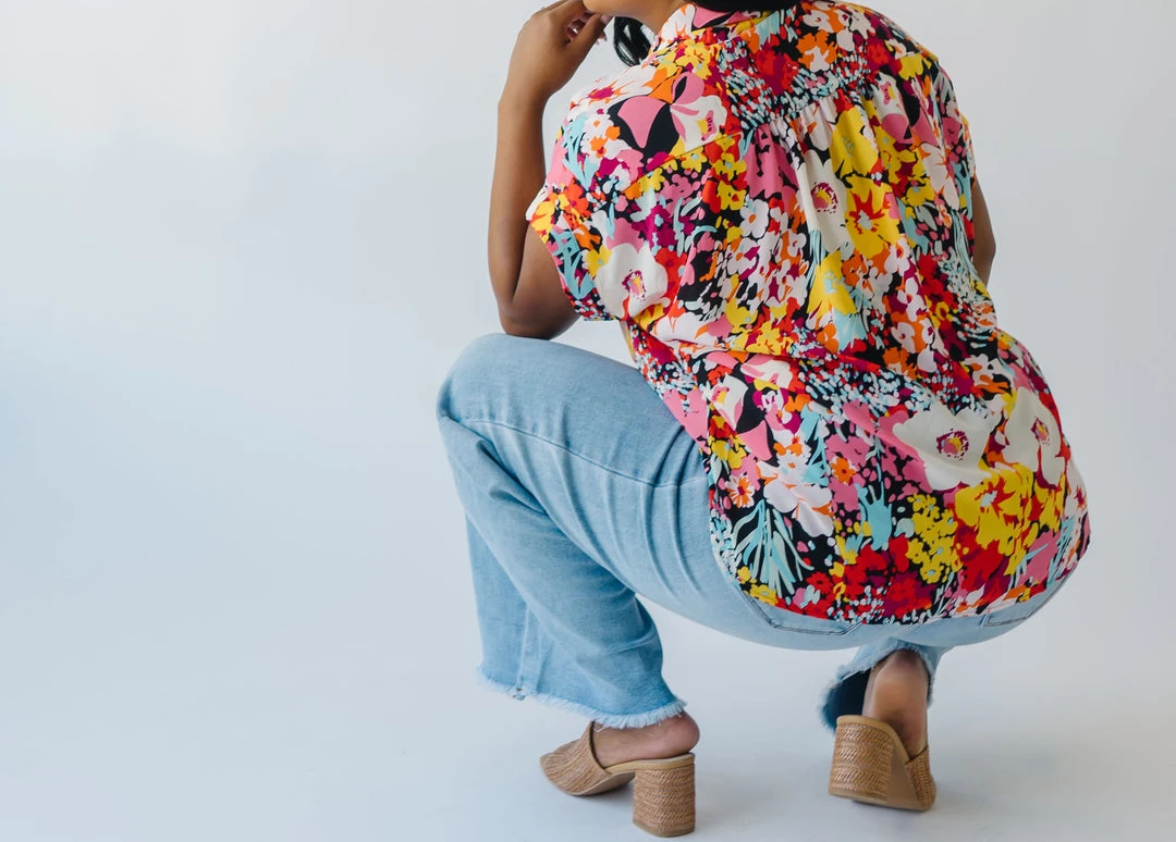 Piper & Scoot Tops The Barton Button-Up Blouse In Floral Multi