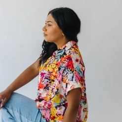 Piper & Scoot Tops The Barton Button-Up Blouse In Floral Multi