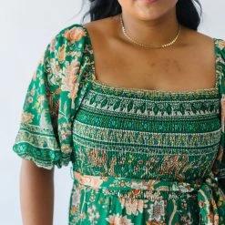 Piper & Scoot The Kallie Patterned Midi Dress In Green