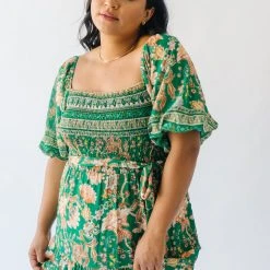 Piper & Scoot The Kallie Patterned Midi Dress In Green