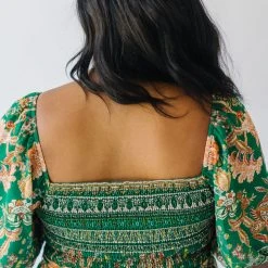 Piper & Scoot The Kallie Patterned Midi Dress In Green