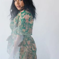 Piper & Scoot The Kallie Patterned Midi Dress In Green