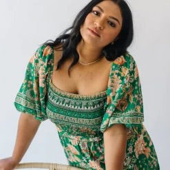 Piper & Scoot The Kallie Patterned Midi Dress In Green