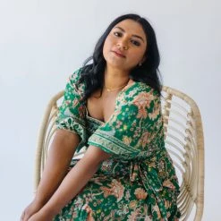 Piper & Scoot The Kallie Patterned Midi Dress In Green