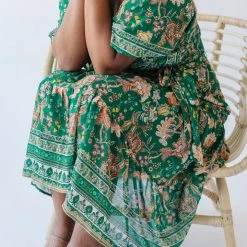 Piper & Scoot The Kallie Patterned Midi Dress In Green