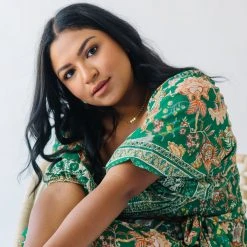 Piper & Scoot The Kallie Patterned Midi Dress In Green