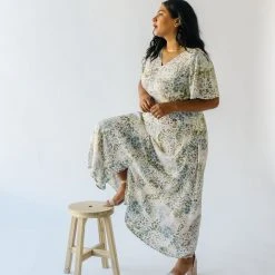 Piper & Scoot Dresses The Garmin Maxi Dress In Cream Abstract