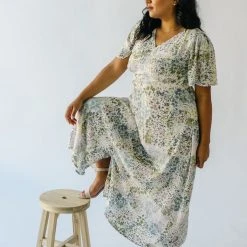 Piper & Scoot Dresses The Garmin Maxi Dress In Cream Abstract