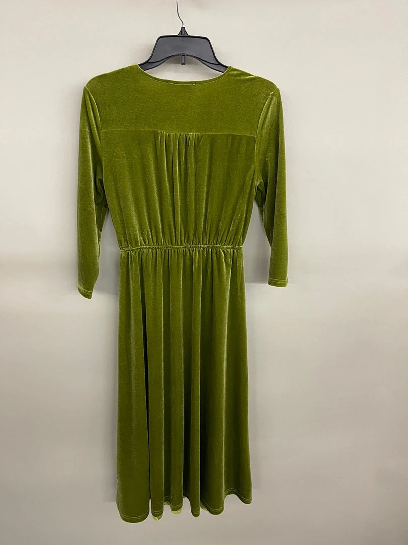 Piper & Scoot Dresses The Isla Velvet 3/4 Sleeve Wrap Dress In Chartreuse