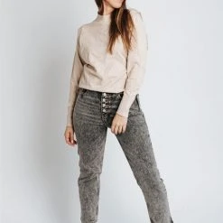 Piper & Scoot The Kaia Mock Neck Sweater In Oatmeal Tops