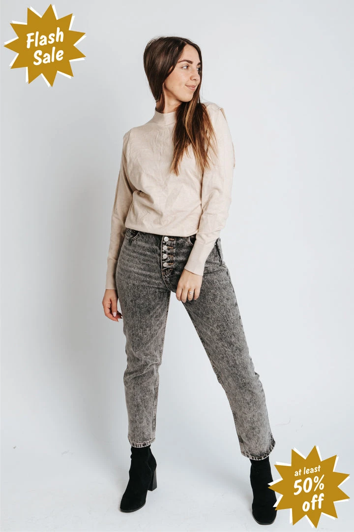Piper & Scoot The Kaia Mock Neck Sweater In Oatmeal Tops