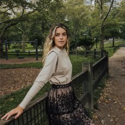 Piper & Scoot The Aimee Lace Detail Skirt In Black