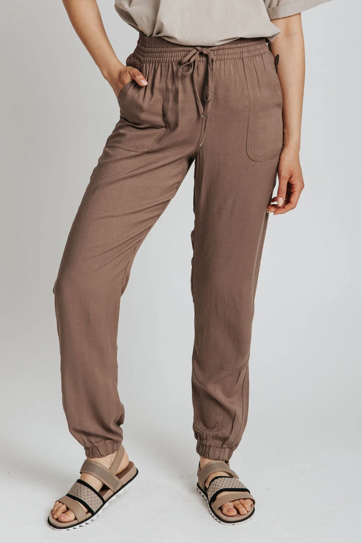 Piper & Scoot The Junie Drawstring Jogger In Cocoa Bottoms + Jumpsuits