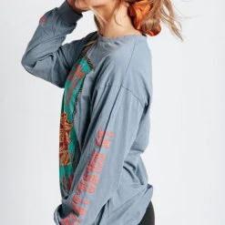 Piper & Scoot The Dreamer Graphic Tee In Denim Blue Tops