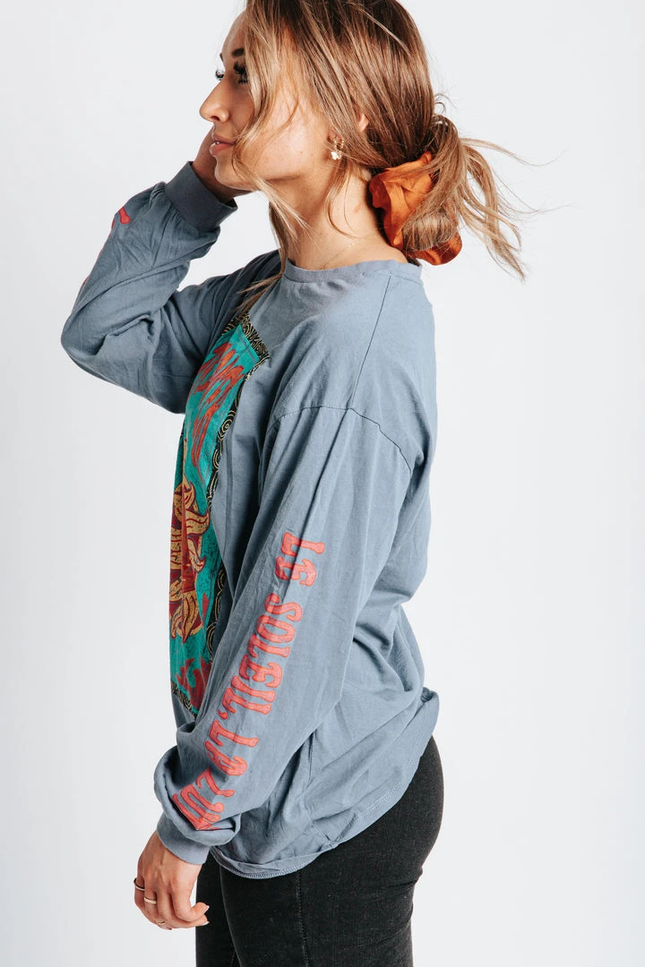 Piper & Scoot The Dreamer Graphic Tee In Denim Blue Tops