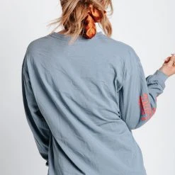 Piper & Scoot The Dreamer Graphic Tee In Denim Blue Tops