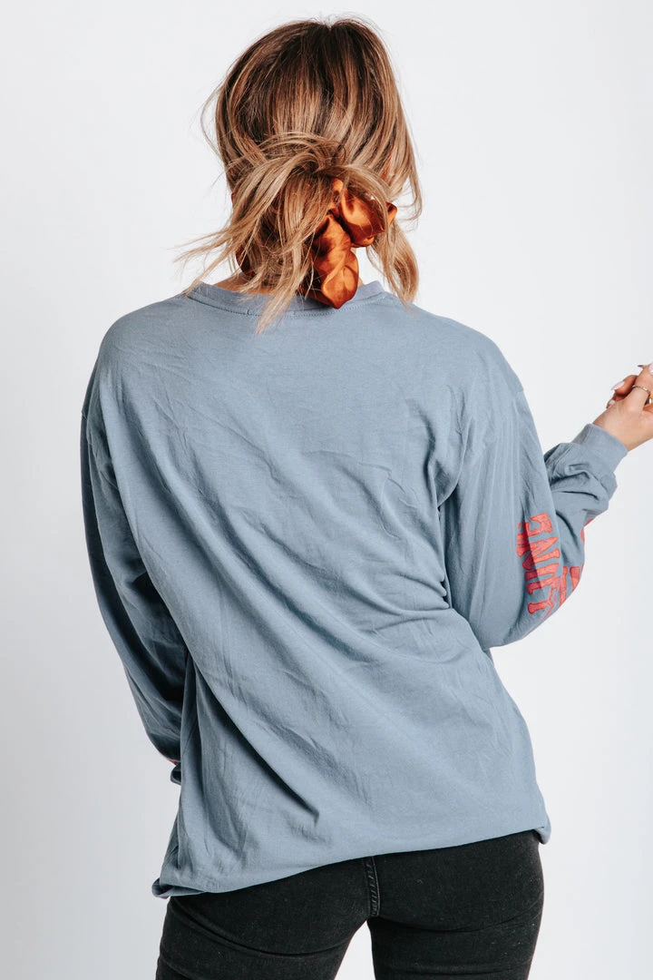 Piper & Scoot The Dreamer Graphic Tee In Denim Blue Tops