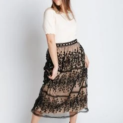 Piper & Scoot The Aimee Lace Detail Skirt In Black