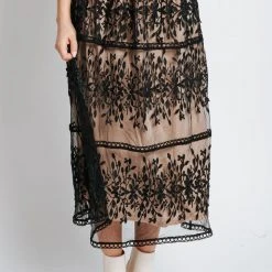 Piper & Scoot The Aimee Lace Detail Skirt In Black