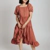 Piper & Scoot The Poppy Puff Sleeve Dress In Clay Dresses