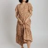 Piper & Scoot The Ammon Floral Midi Dress In Tan Dresses