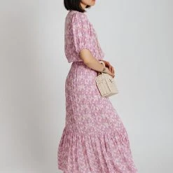 Piper & Scoot The Lansing Floral Wrap Dress In Pink Lilac