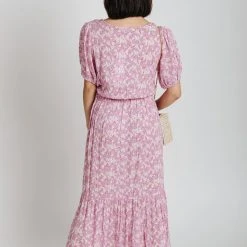Piper & Scoot The Lansing Floral Wrap Dress In Pink Lilac