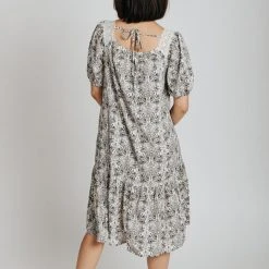 Piper & Scoot The Zuri Square Neck Dress With Lace Detail In Black + Cream