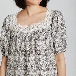 Piper & Scoot The Zuri Square Neck Dress With Lace Detail In Black + Cream