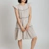 Piper & Scoot The Winfrey Tiered Stripe Dress In Taupe Dresses