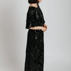 Piper & Scoot The Hull Sequin Detail Maxi Dress In Black Dresses